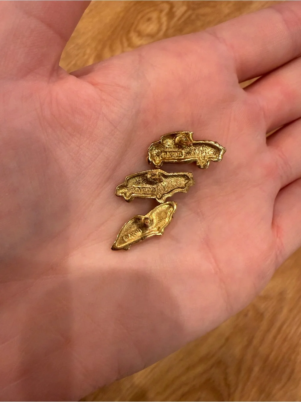 Set of 3 Vintage 1985 Avon Gold Tone Dream Car Tie Tack Pins